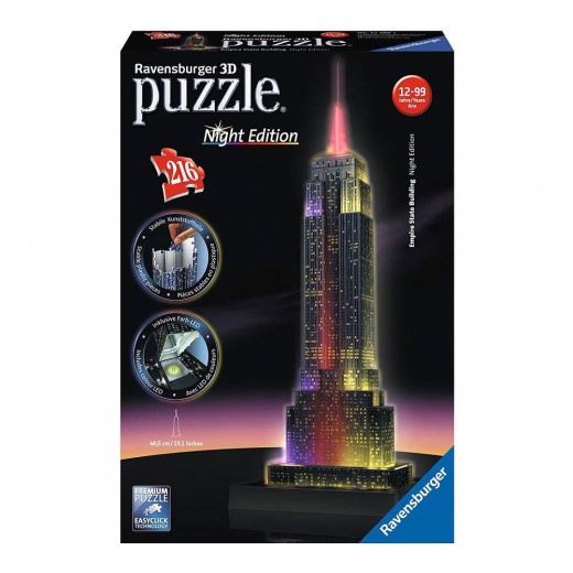 Empire State Building Night Edition Pusselbyggnad 3D - 216 Bitar i gruppen PUSSEL / 3D pussel hos Spelexperten (10412566)